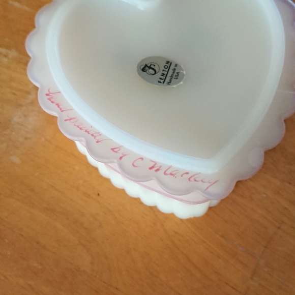 Fenton Hand Painted Heart Trinket Art Glass - Picture 2 of 13
